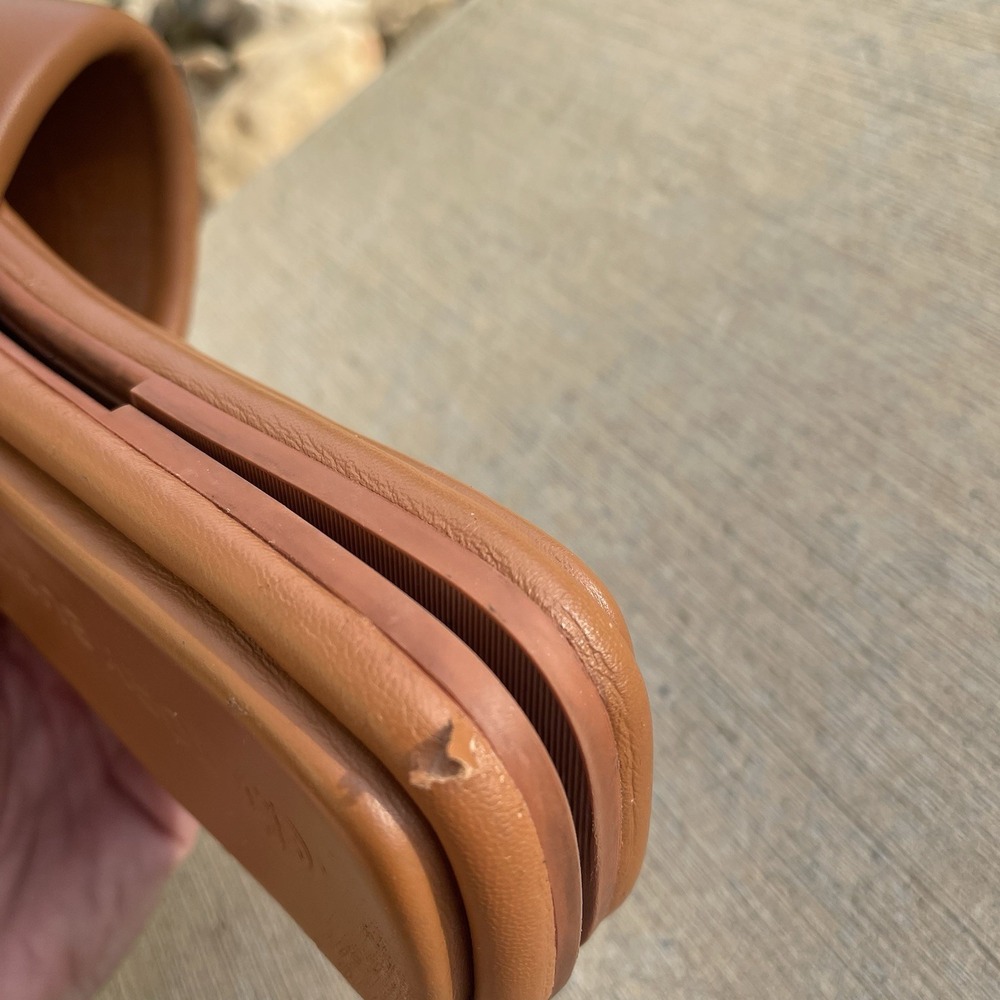 Tory Burch Double T Sport Slide Women 9.5 Leather Nappa Bourbon Miele Sandals** - Picture 7 of 10